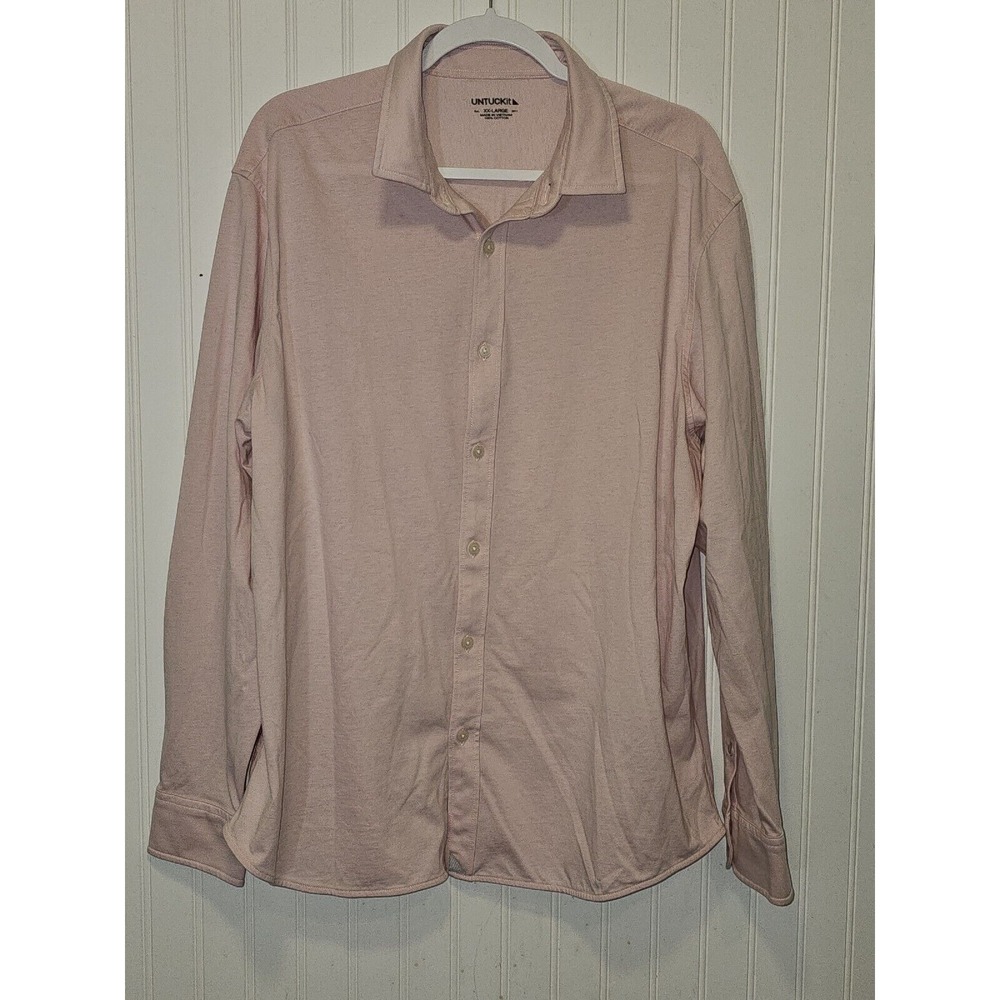 UNTUCKit Shirt Men's 2XL XXL Pink Long Sleeve Button Up Casual Brushed Cotton
